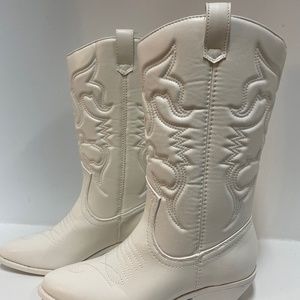 Soda white cowboy boots
